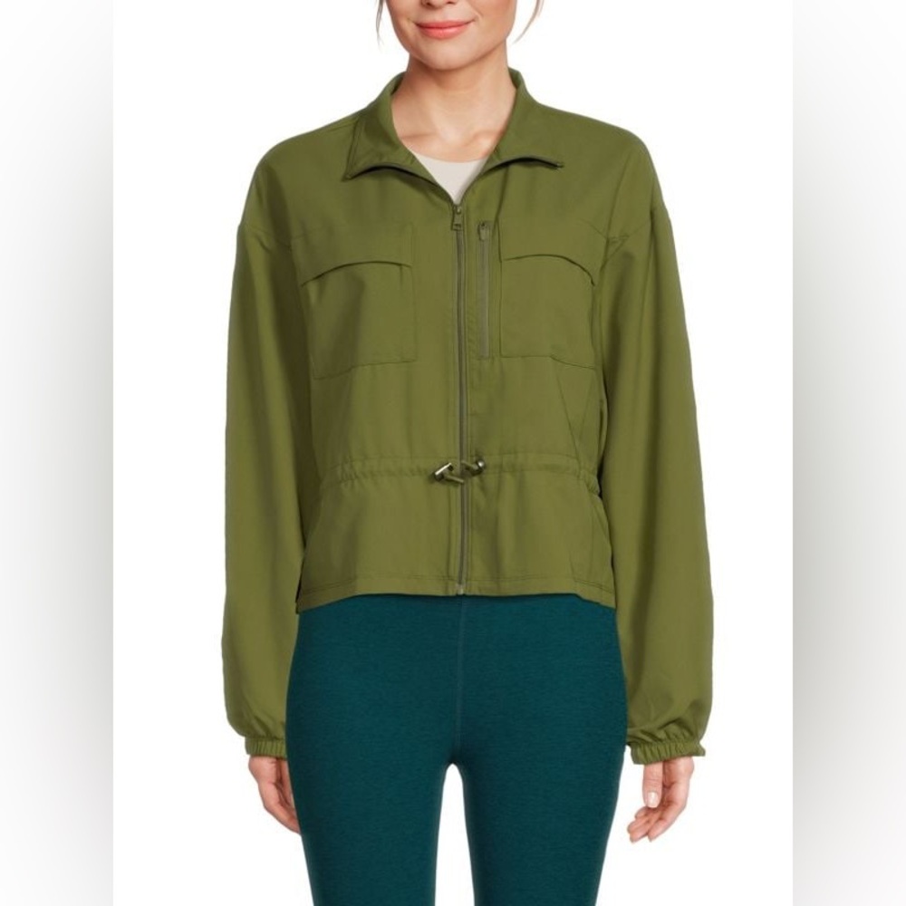 Beyond Yoga City Chic Mid Length Jacket Palm Leaf Green Women's Size Large